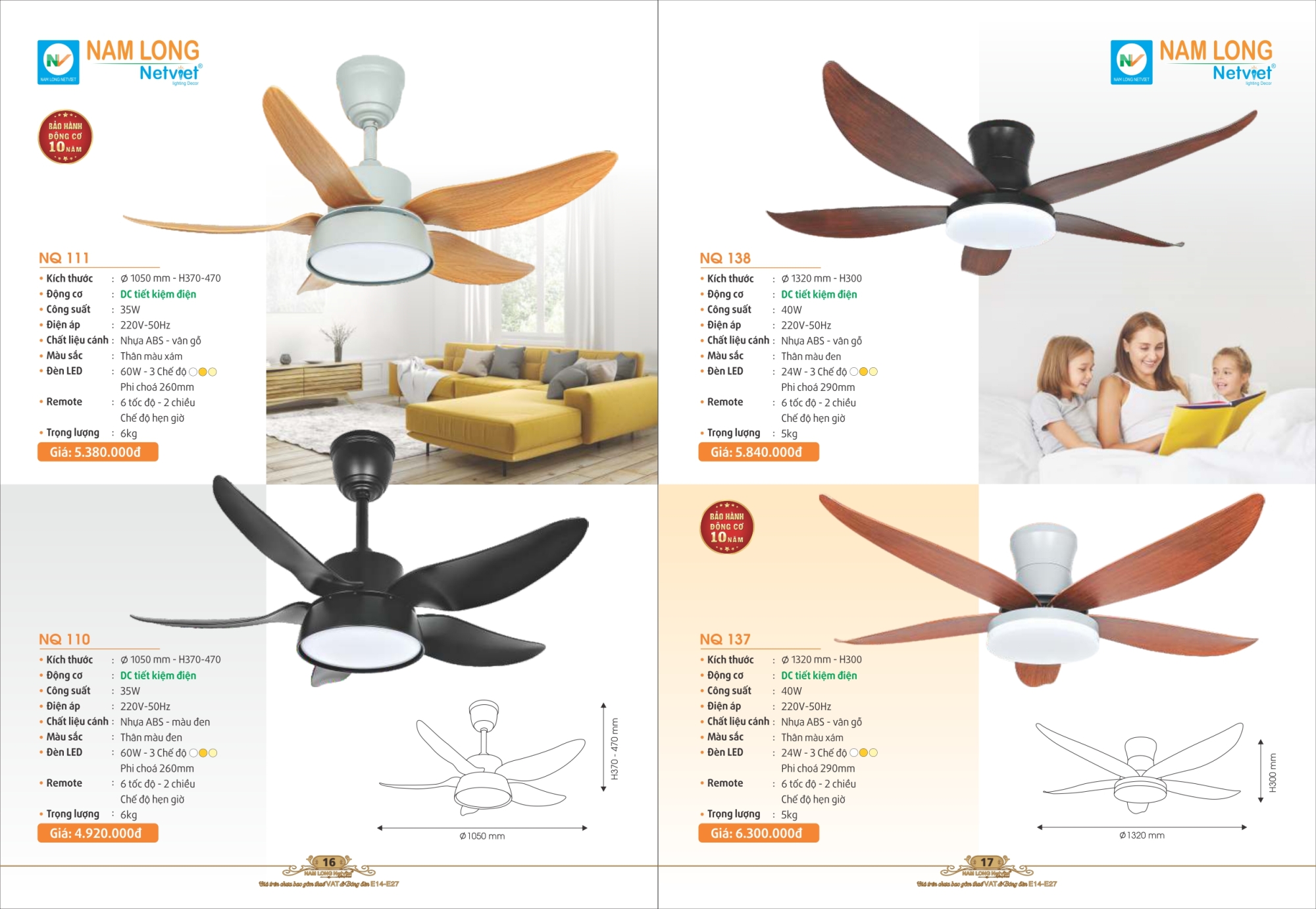 Bảng giá đèn trang trí Nam Long